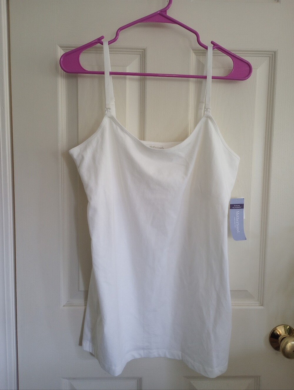 Motherhood Maternity White Spaghetti Strap Nursing Tank Top Sz L